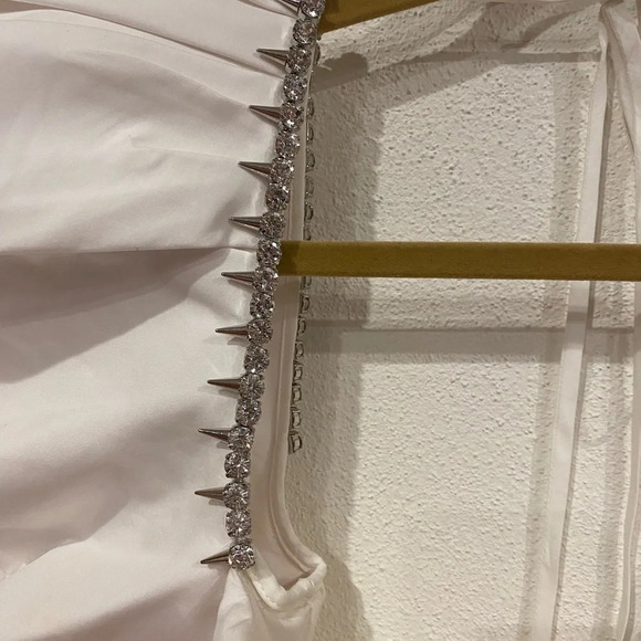 NEW Area Crystal Trim Poplin Dress Size Small - Picture 3 of 5